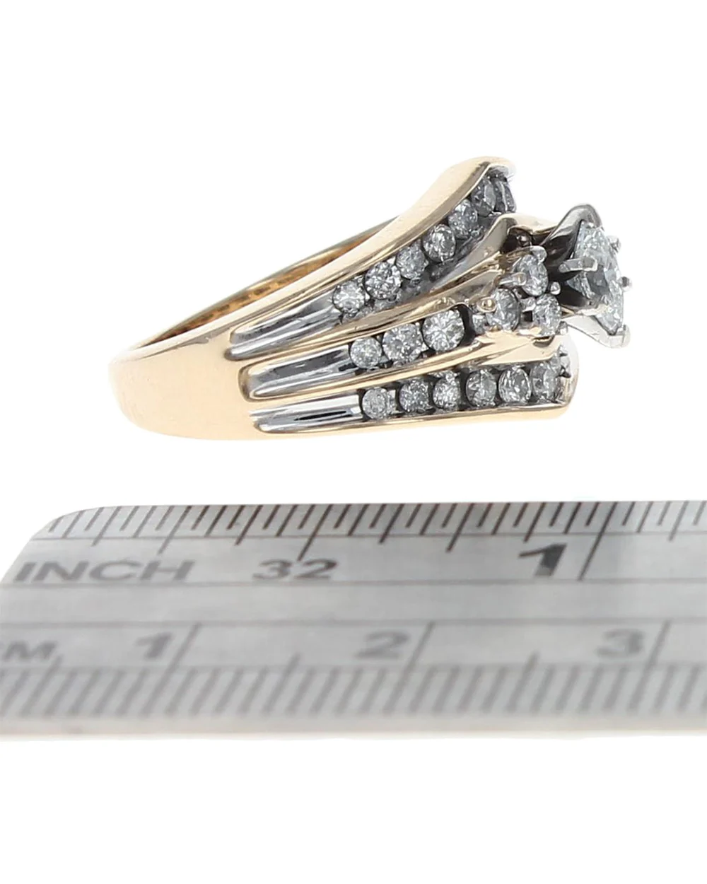 3 Row Marquise and Round Diamond Chevron Ring - Image 3