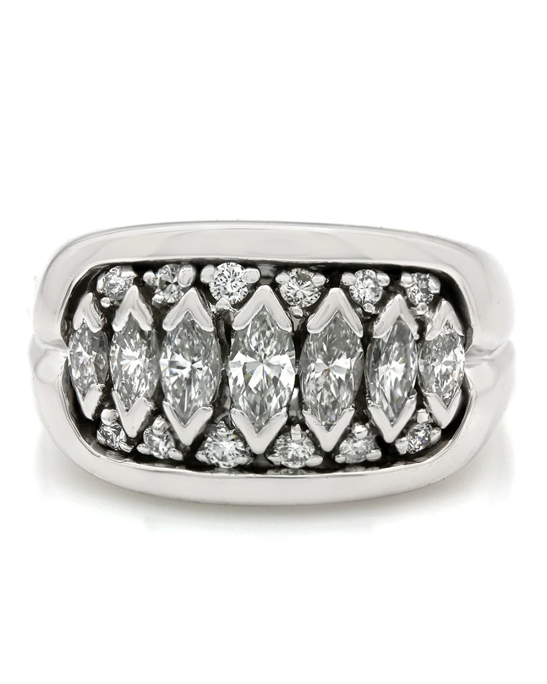 3 Row Marquise and Round Diamond Ring - Image 2