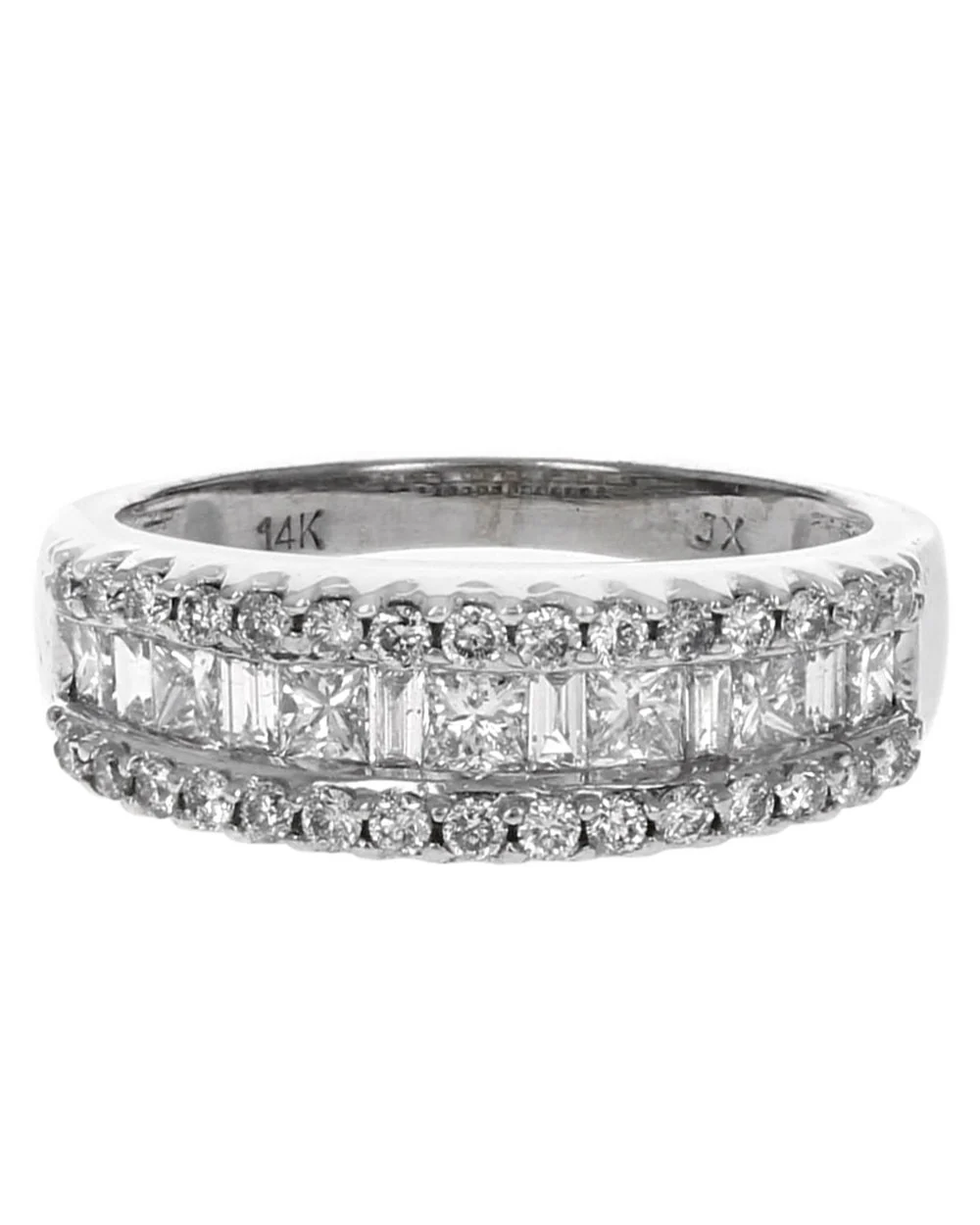 3 Row Mixed Cut Diamond Ring in White Gold - Image 2