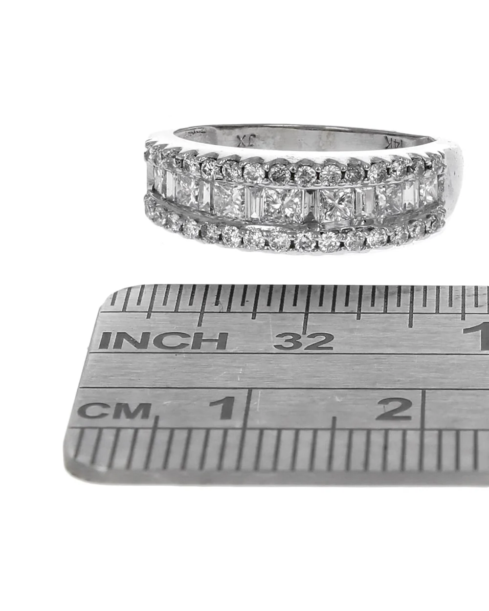 3 Row Mixed Cut Diamond Ring in White Gold - Image 3