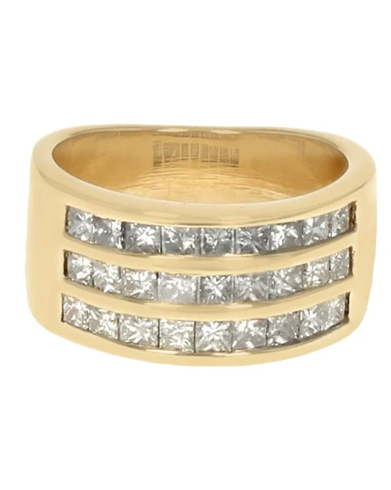 3 Row Princess Diamond Band - Image 2