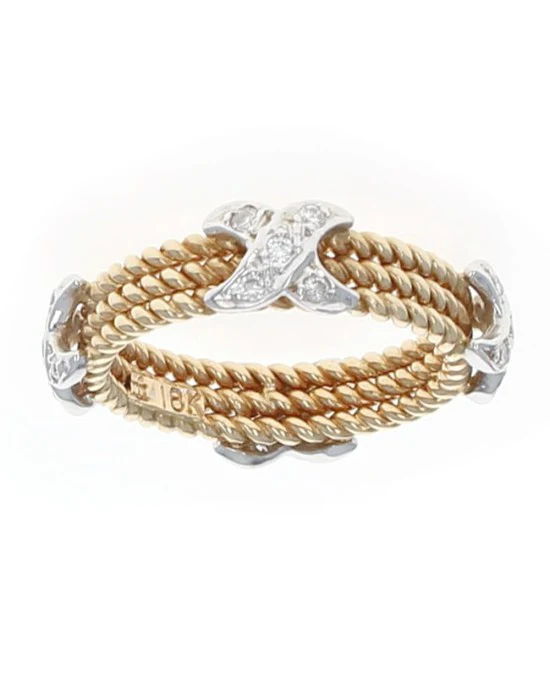 3 Row Rope Motif Diamond X Band - Image 2