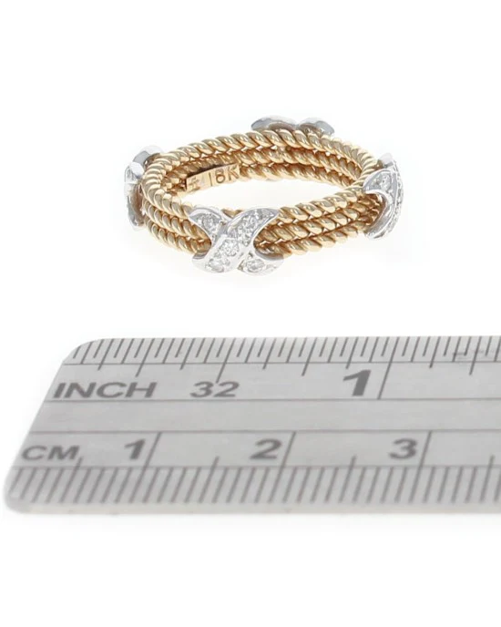 3 Row Rope Motif Diamond X Band - Image 3