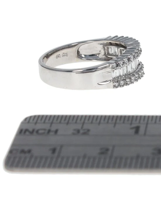 3 Row Round and Baguette Diamond Tapered Band - Image 3