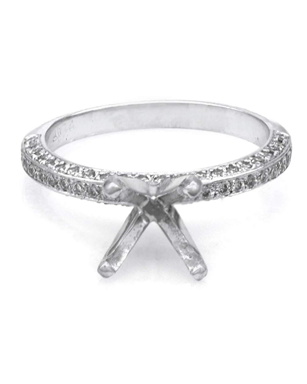 3 Sided Diamond Semi Mounting in Platinum - Image 2