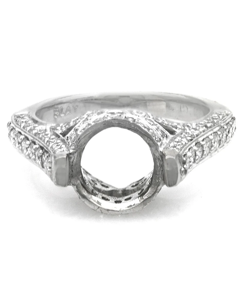 3 Sided Diamond Semi Mounting in Platinum - Image 2