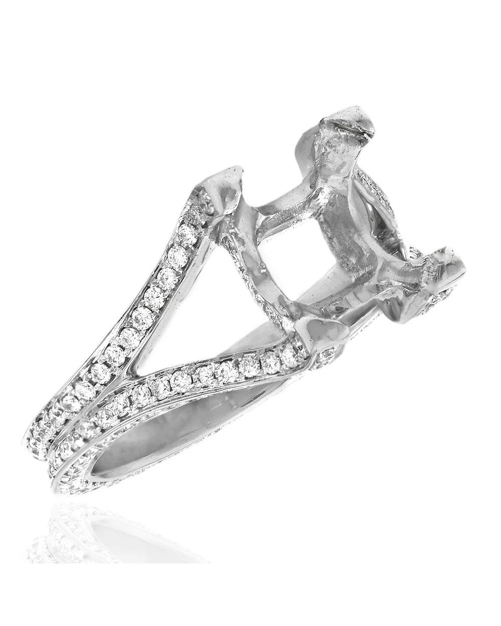 3 Sided Diamond Semi Mounting in White Gold