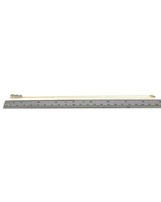 3 Station Diamond Halo Graduated Drop Necklace in White and Yellow Gold - Image 3