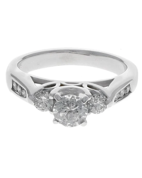 3 Stone Diamond Engagement Ring in White Gold - Image 2