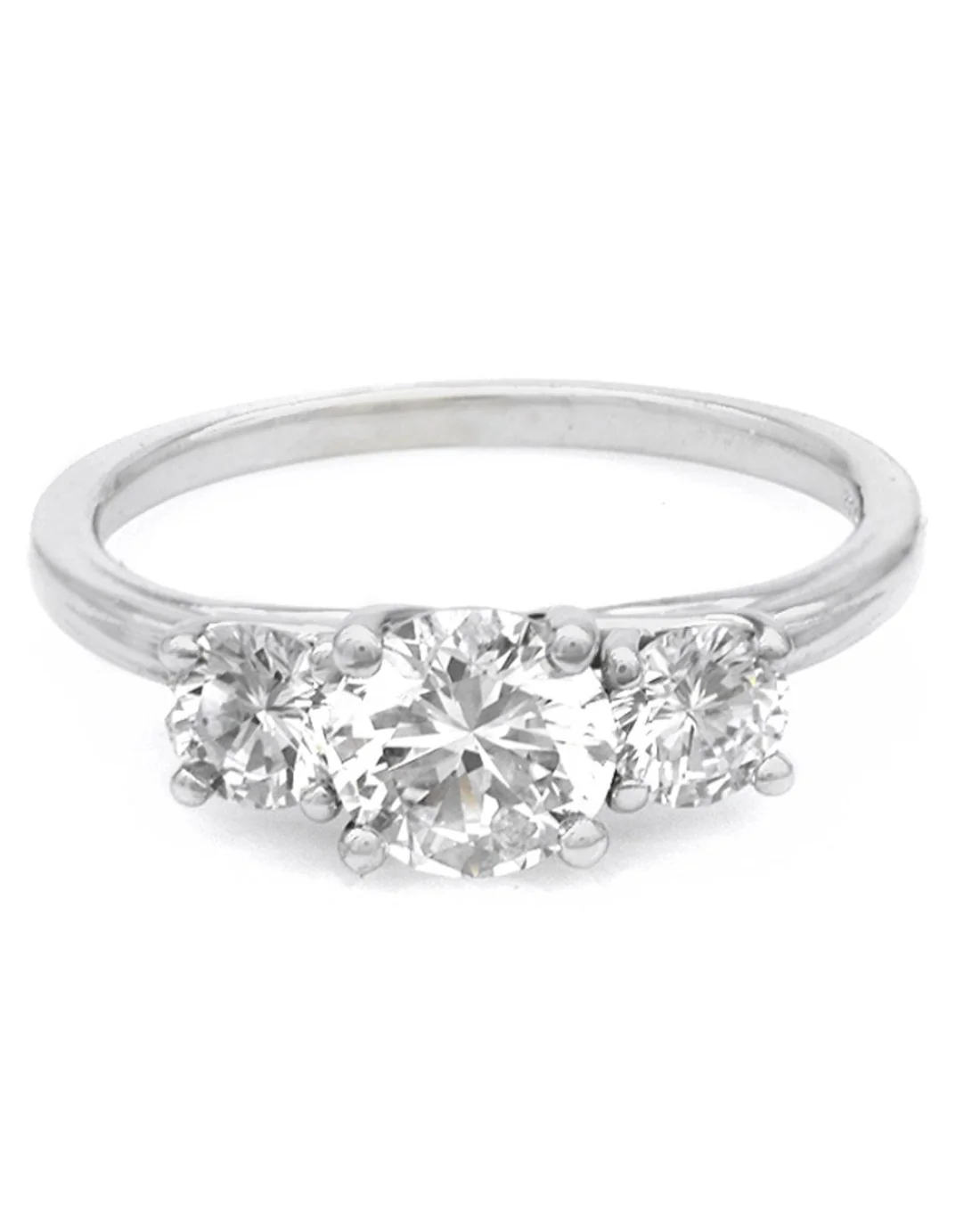 3 Stone Diamond Engagement Ring in White Gold - Image 2