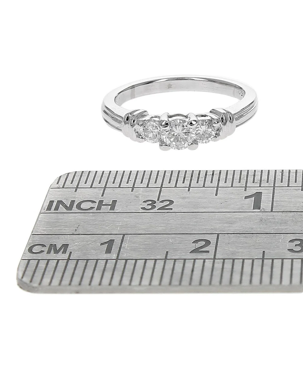 3 Stone Diamond Engagement Ring in White Gold - Image 3