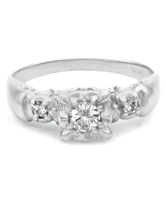 3 Stone Diamond Engagement Ring in White Gold - Image 2