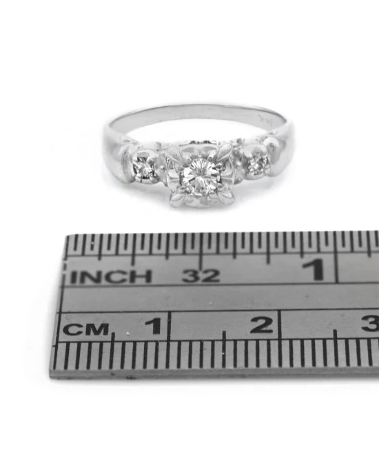 3 Stone Diamond Engagement Ring in White Gold - Image 3