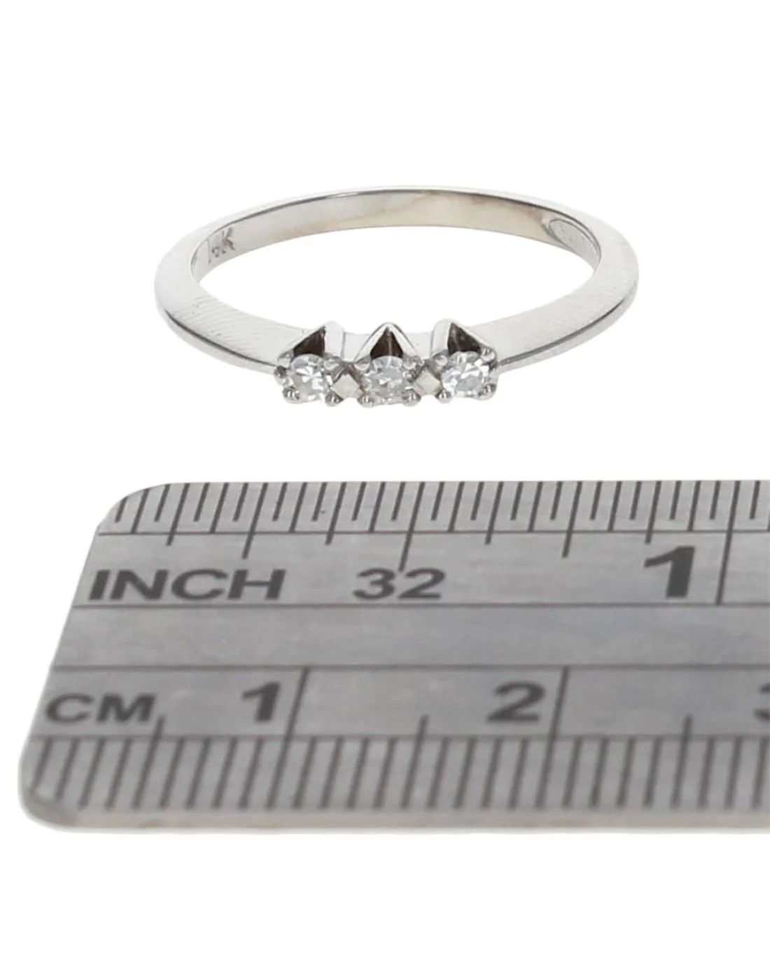 3 Stone Diamond Knife Edge Band Ring - Image 3