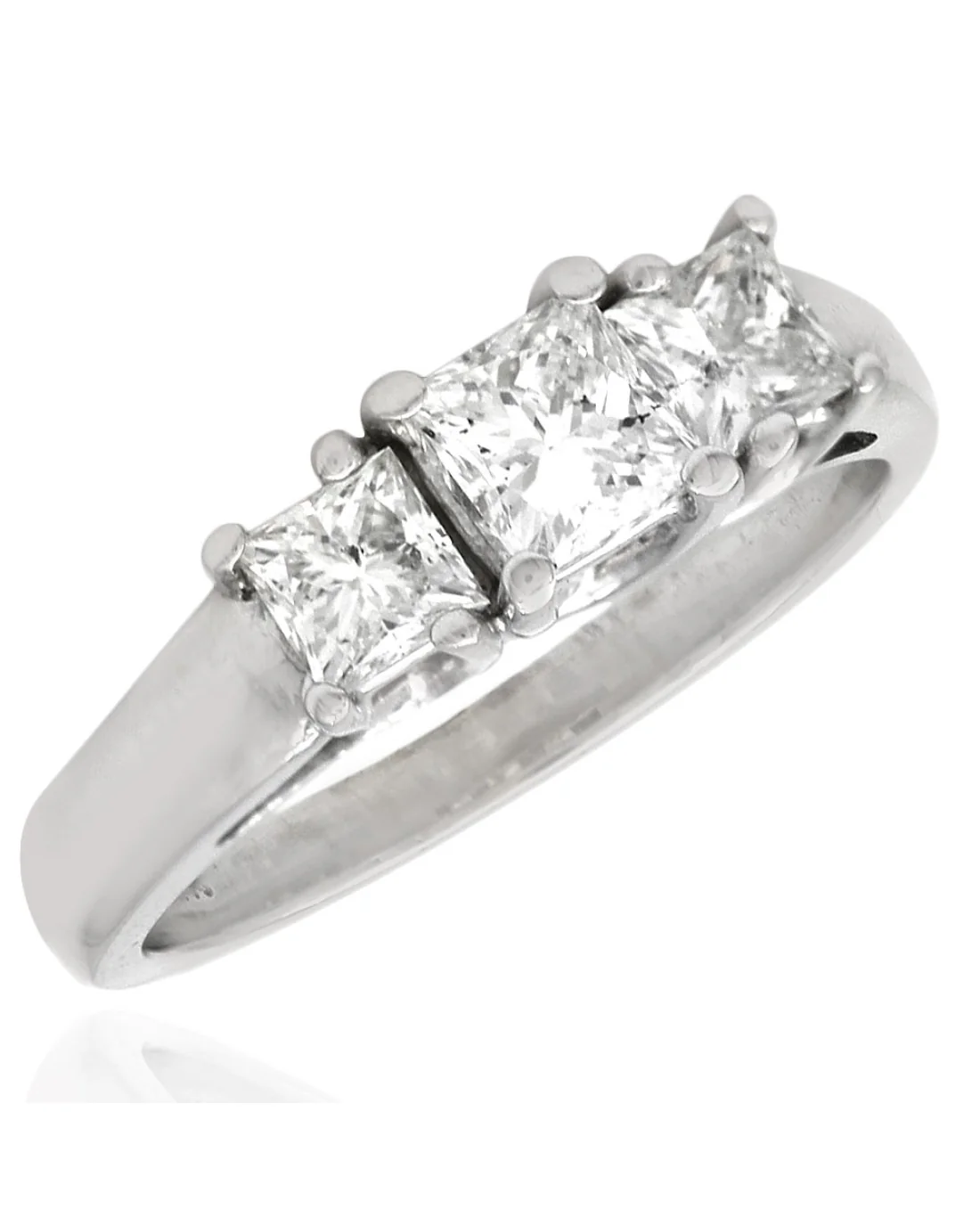 3 Stone Princess Cut Diamond Ring in White Gold