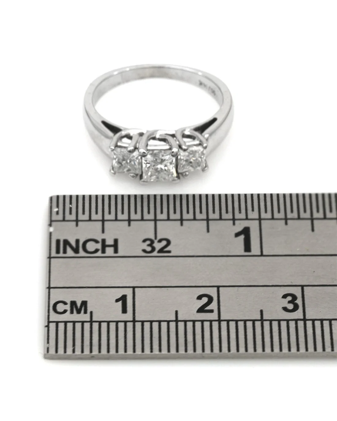 3 Stone Princess Cut Diamond Ring in White Gold - Image 3