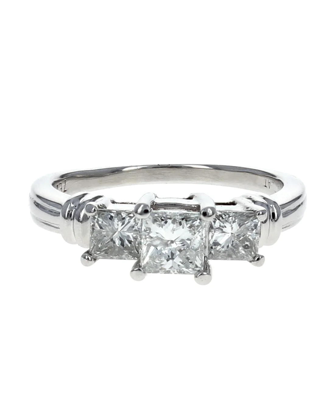 3 Stone Princess Diamond Ring in Platinum - Image 2