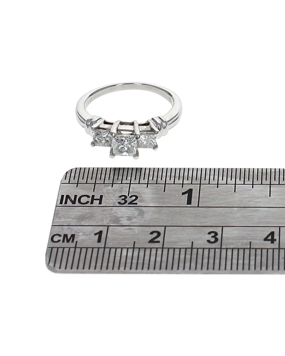 3 Stone Princess Diamond Ring in Platinum - Image 3
