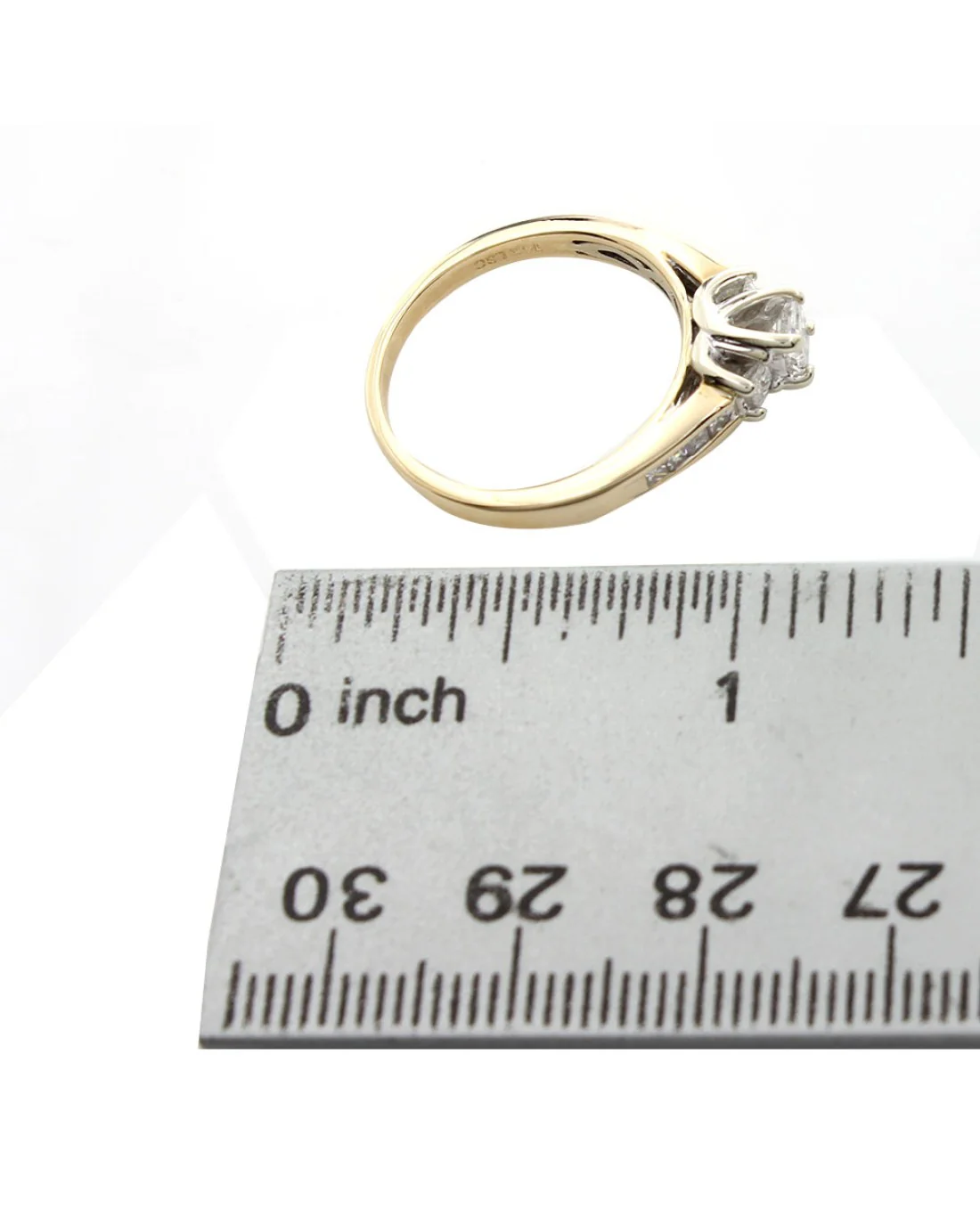 3 Stone Princess Diamond Ring with Diamond Side Accents - Image 3