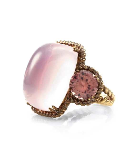 30.99ct Rose Quartz and 7.82ctw Pink Zircon Ring in 18K Rose Gold - Image 3