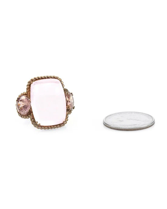 30.99ct Rose Quartz and 7.82ctw Pink Zircon Ring in 18K Rose Gold - Image 6