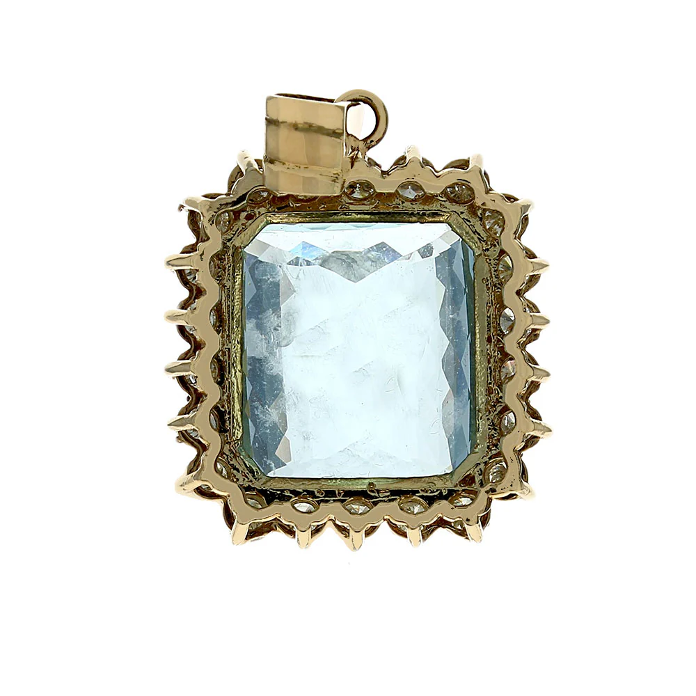 33.16ct Cushion Cut Aquamarine Diamond Halo Pendant - Image 2