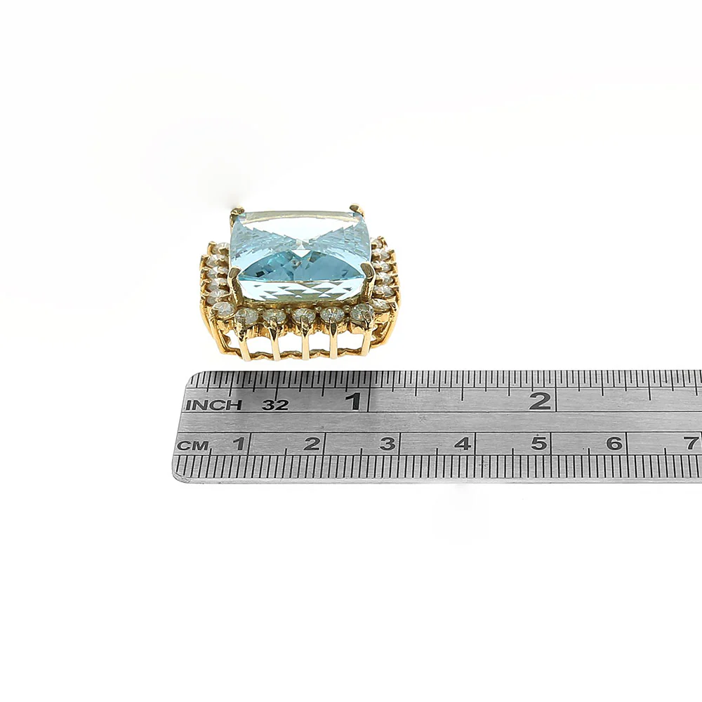 33.16ct Cushion Cut Aquamarine Diamond Halo Pendant - Image 3