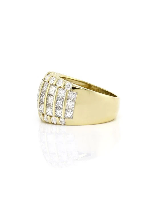 4.41ctw Five Row Diamond Band/ Ring in 18K Yellow Gold SZ 6.25 - Image 4