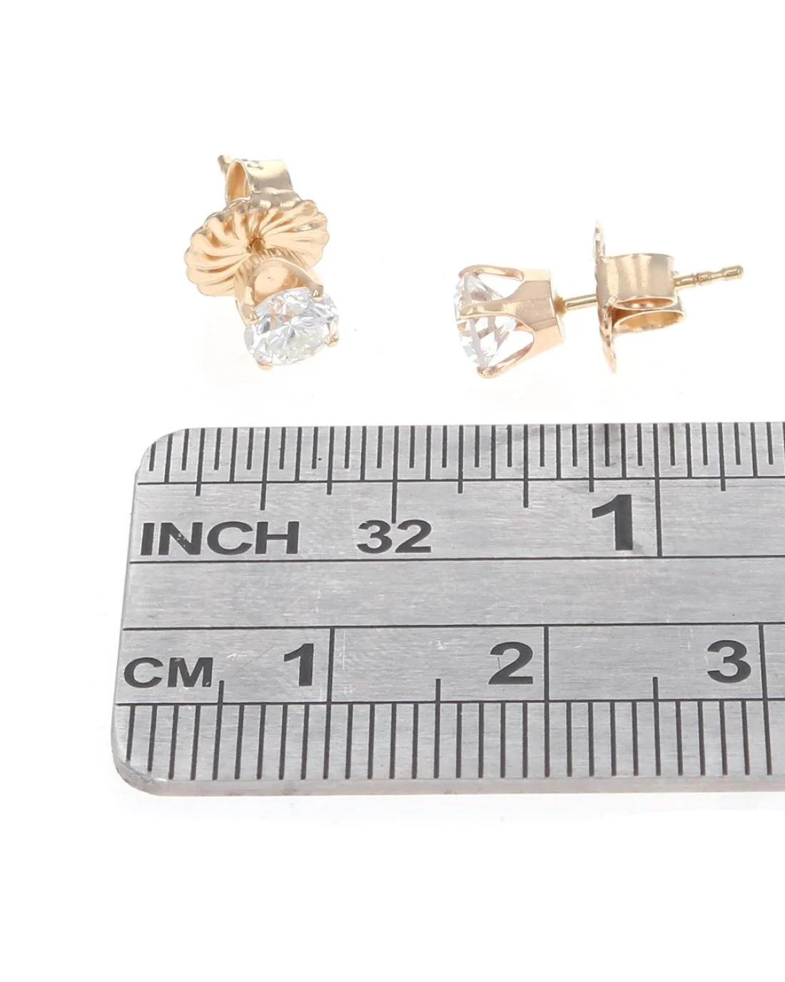 4 Prong Round Diamond Stud Earrings - Image 2