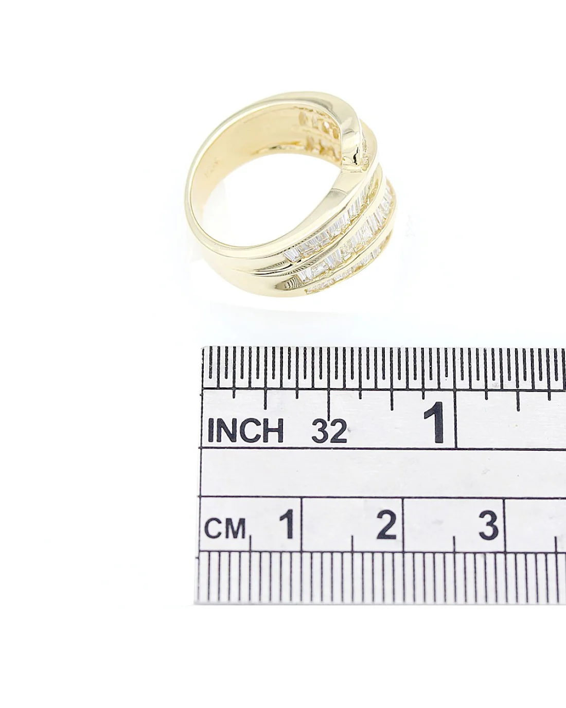 4 Row Baguette Diamond Bypass Ring - Image 3