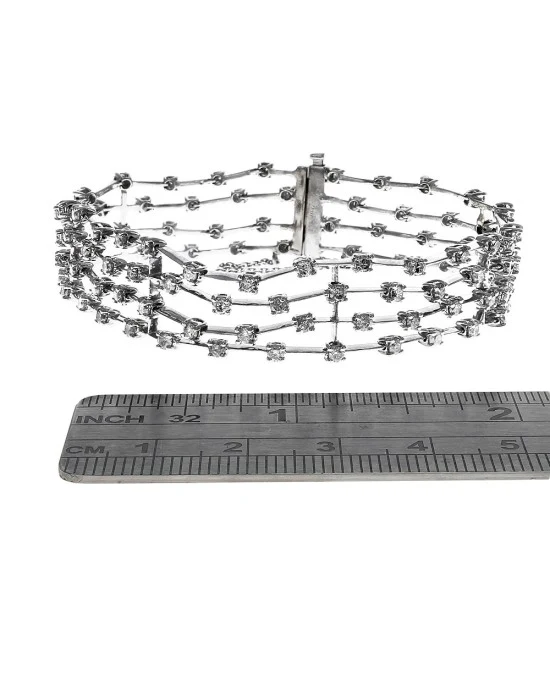 4 Row Diamond Fence Motif Bracelet - Image 3