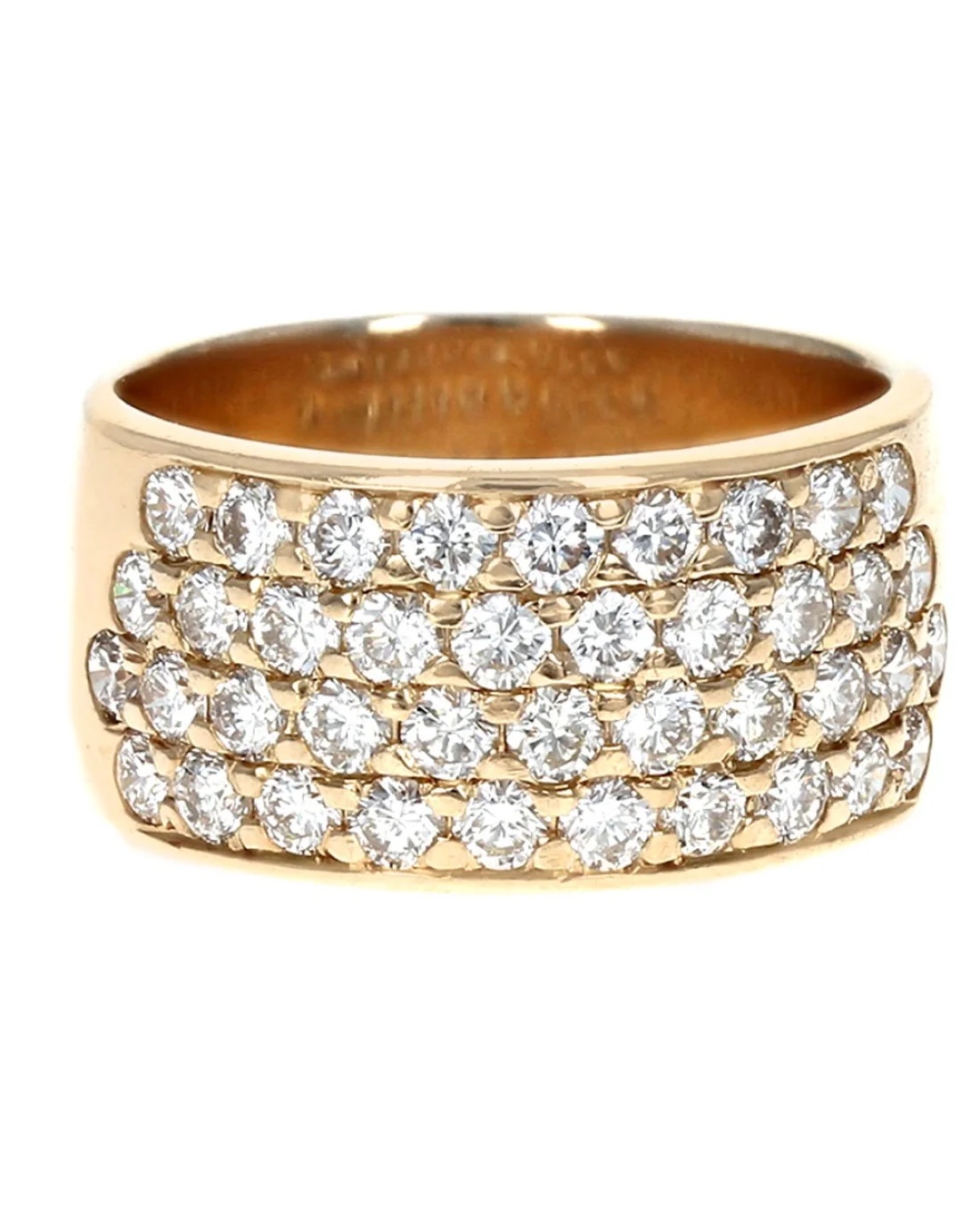 4 Row Pave Diamond Wide Band in Yellow Gold - Image 2