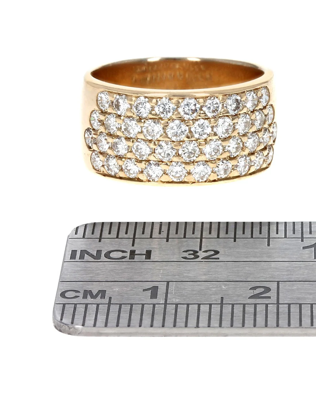4 Row Pave Diamond Wide Band in Yellow Gold - Image 3