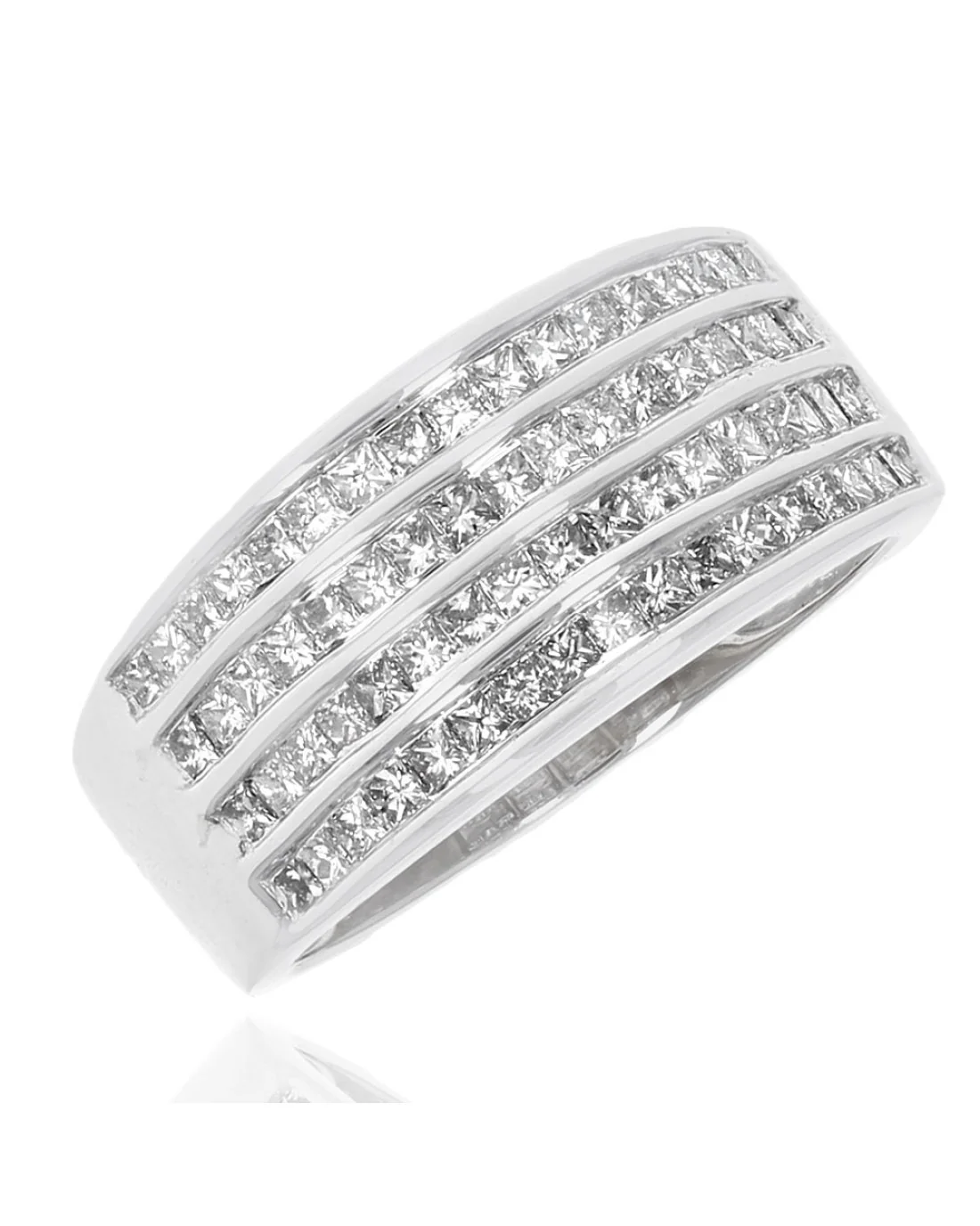 4 Row Princess Diamond Tapered Band