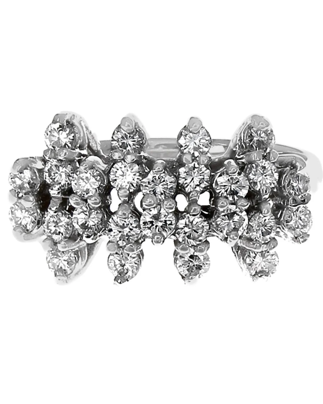 4 Row Staggered Diamond Ring in White Gold - Image 2