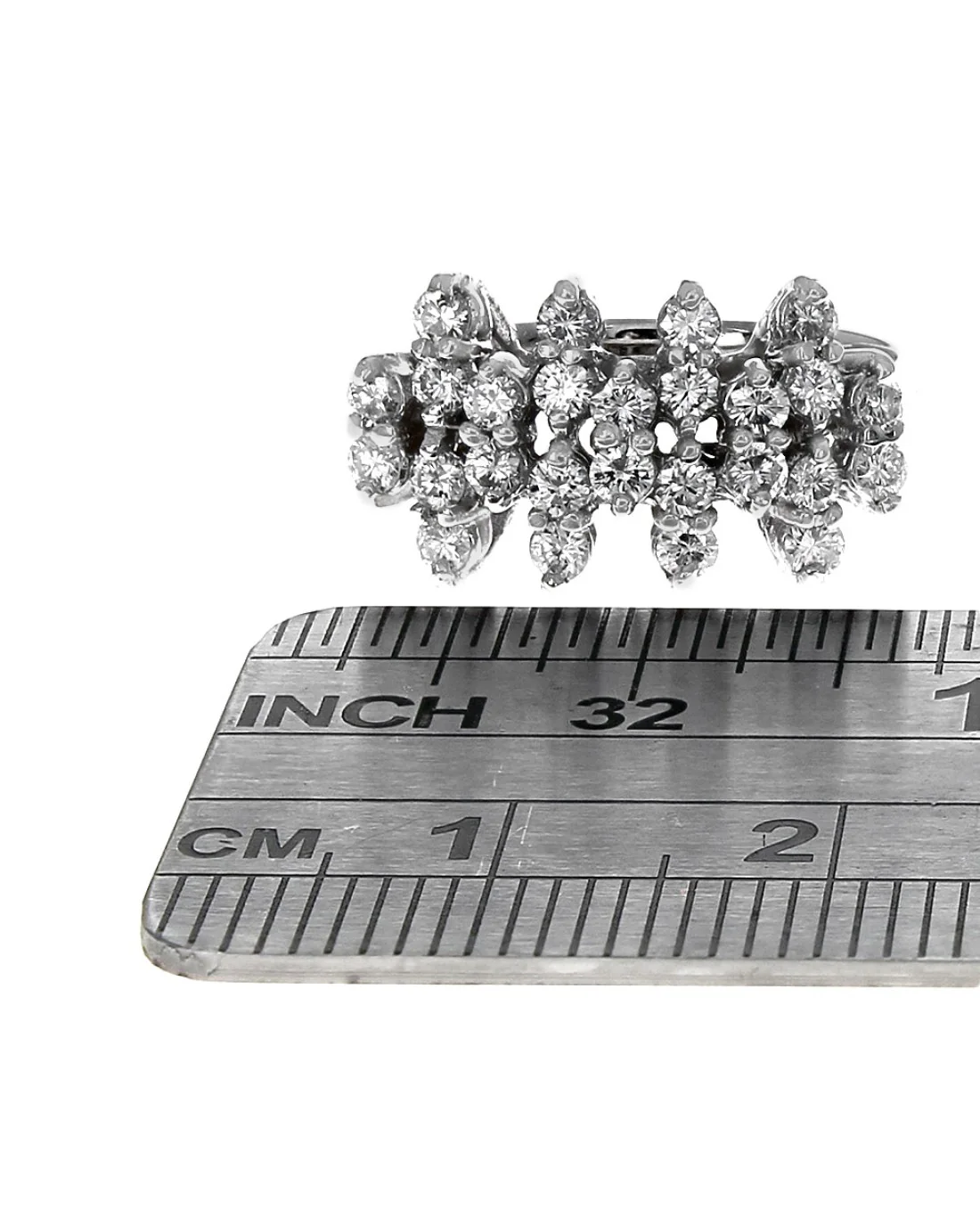 4 Row Staggered Diamond Ring in White Gold - Image 3