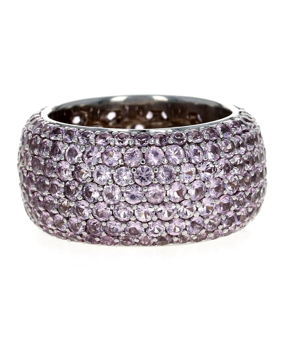 5.04ctw Pave Pink Sapphire Eternity Band/ Ring in 14K White Gold SZ 6.75 - Image 2
