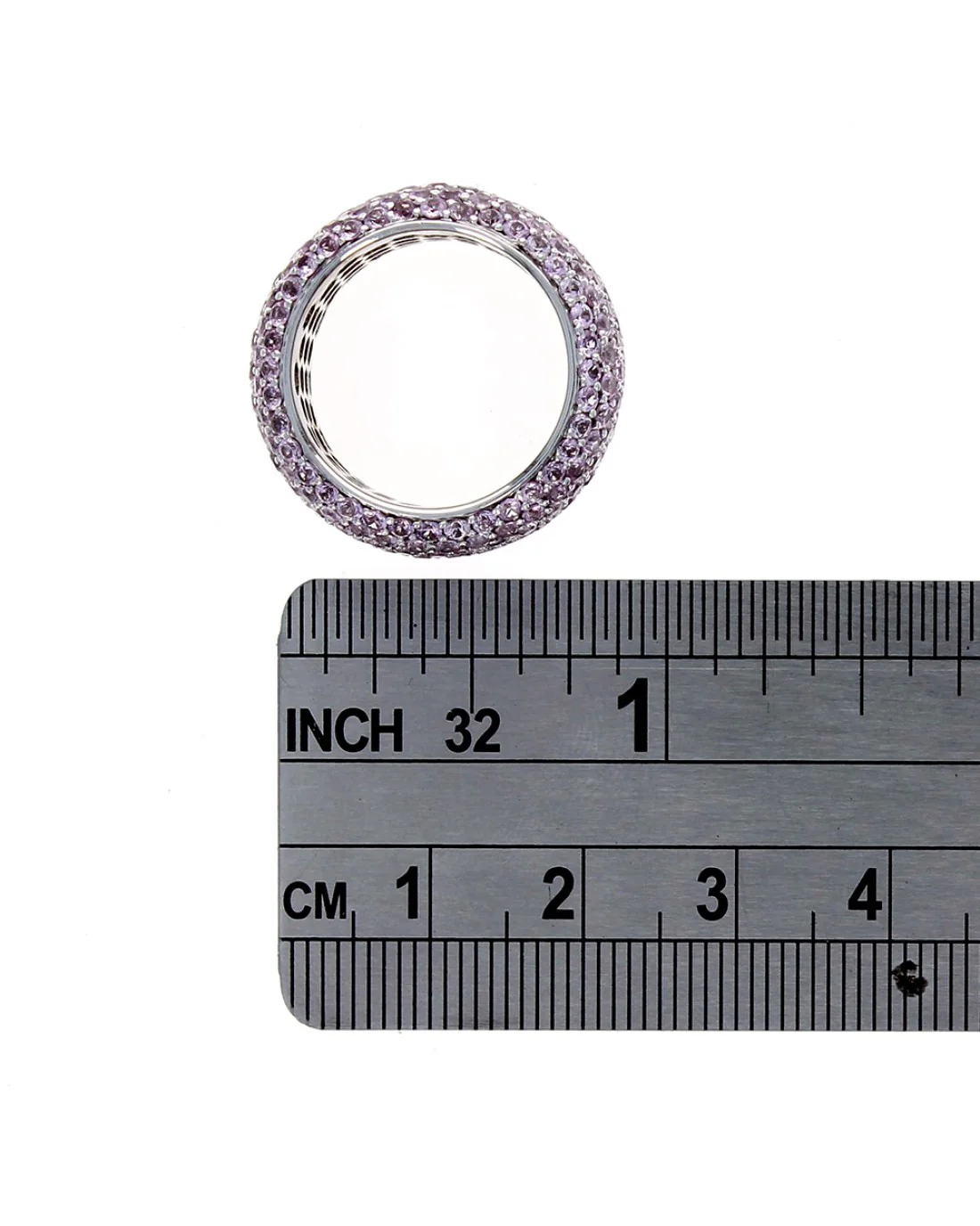 5.04ctw Pave Pink Sapphire Eternity Band/ Ring in 14K White Gold SZ 6.75 - Image 3