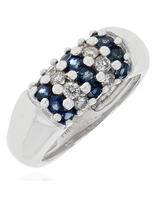 5 Row Alternating Sapphire and Diamond Band