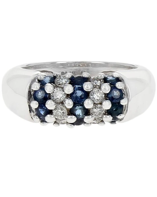 5 Row Alternating Sapphire and Diamond Band - Image 2