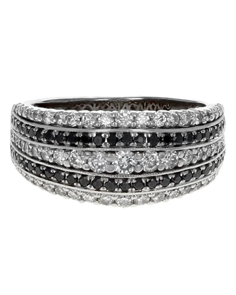 5 Row Alternating White and Black Diamond Band - Image 2