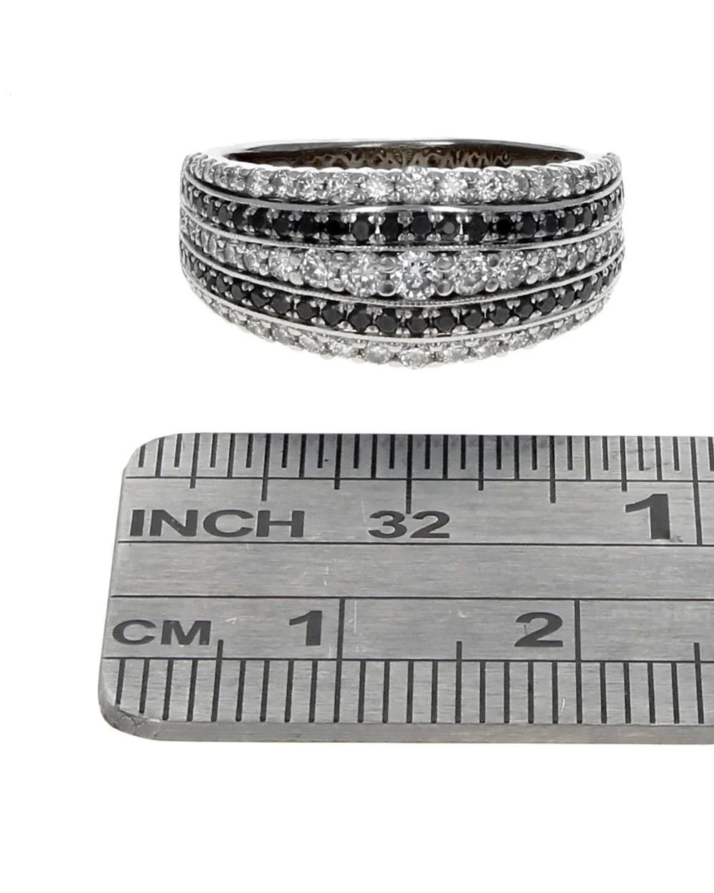 5 Row Alternating White and Black Diamond Band - Image 3