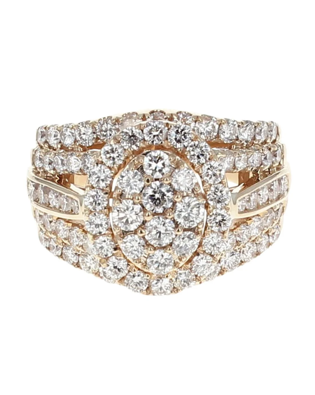 5 Row Diamond Halo Cluster Ring - Image 2