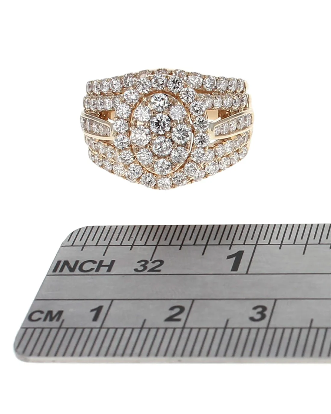 5 Row Diamond Halo Cluster Ring - Image 3