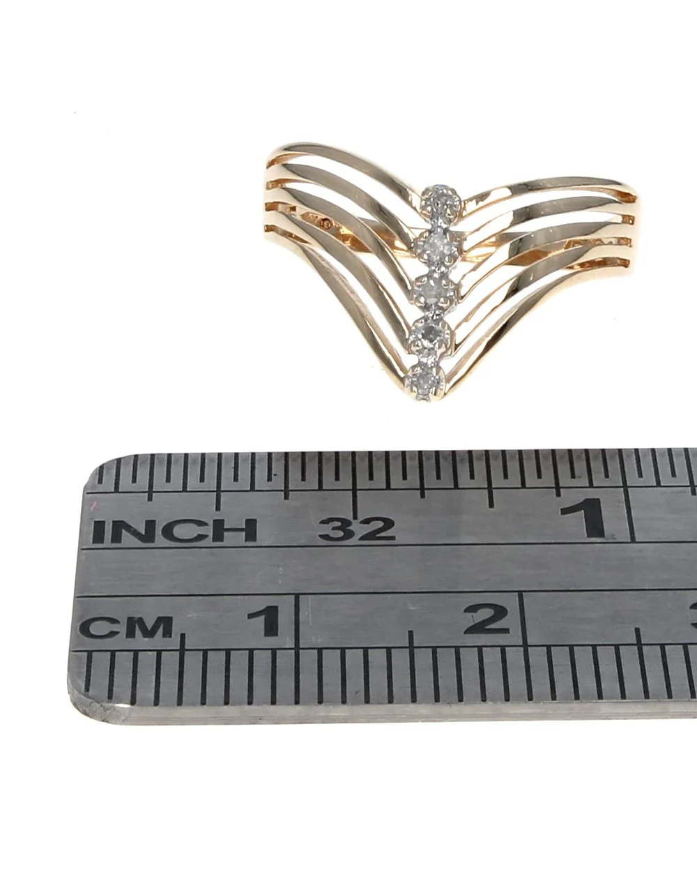 5-Row Diamond Open Cut Chevron Ring in Yellow Gold - Image 3