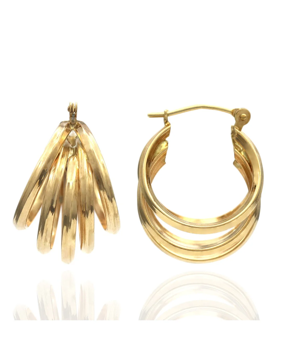 5 Row Open Curved Huggie Earrings