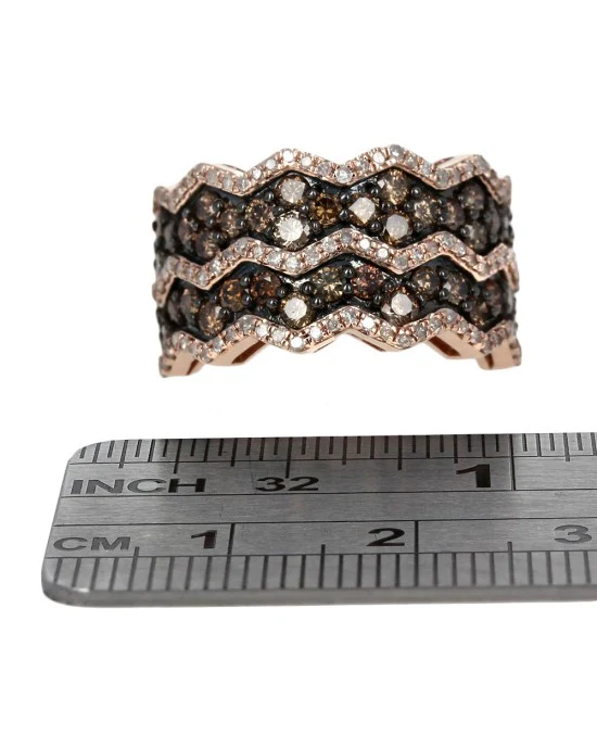 5 Row Pave Diamond Zig Zag Ring in Rose Gold - Image 3