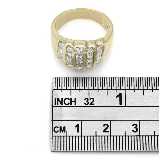 18K Yellow Gold Princess Cut Diamond Vertical 5 Row Channel Ring - Image 3