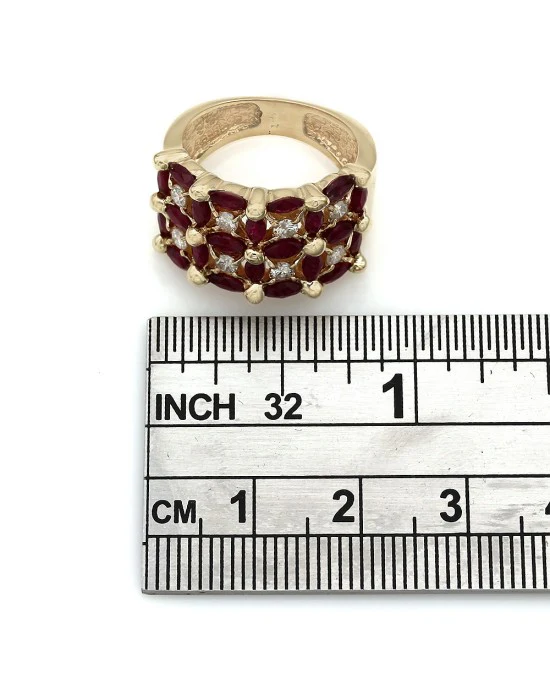 5 Row Ruby and Diamond Fashion Ring - Image 3