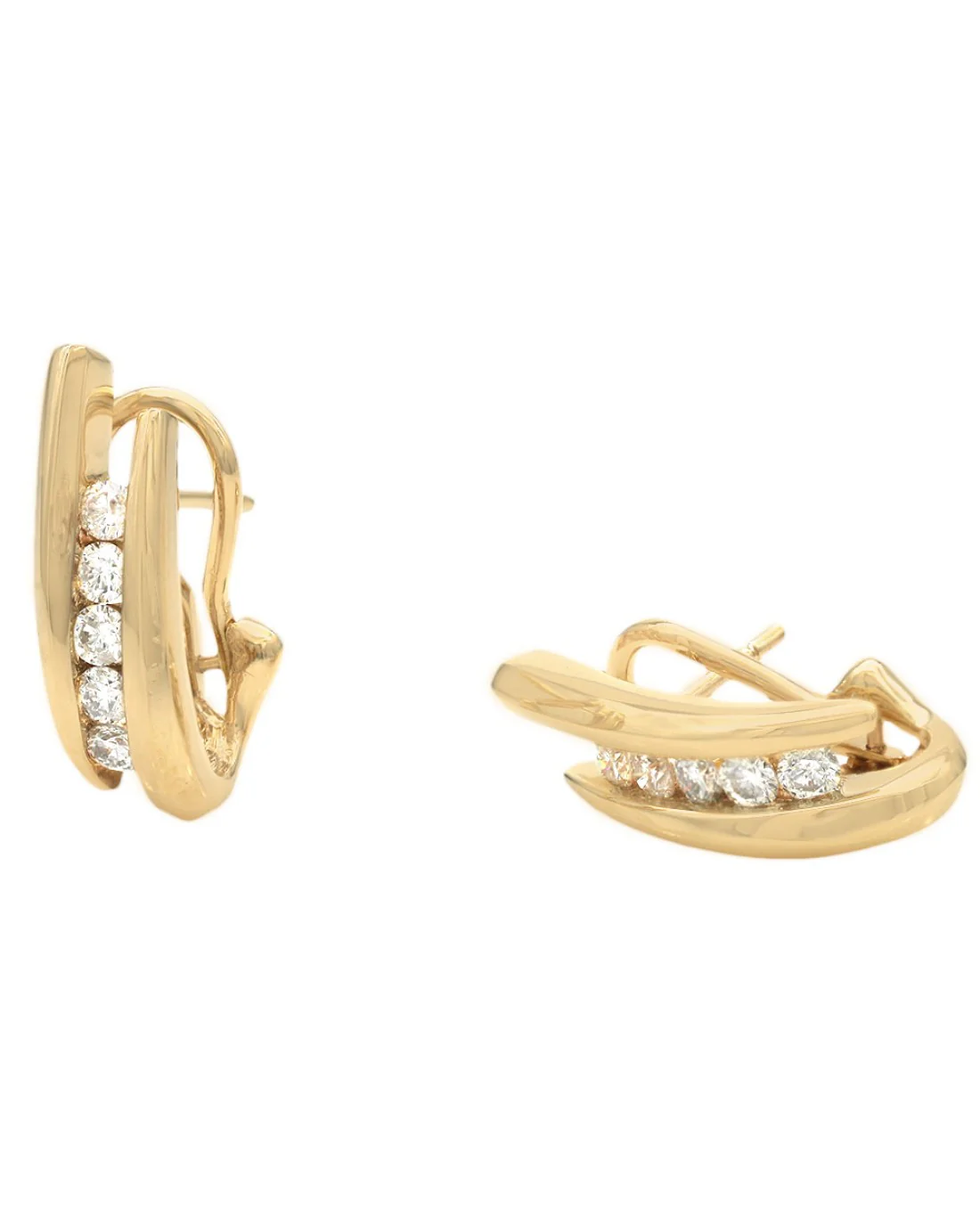 5 Stone Diamond Bypass Earrings - Image 2